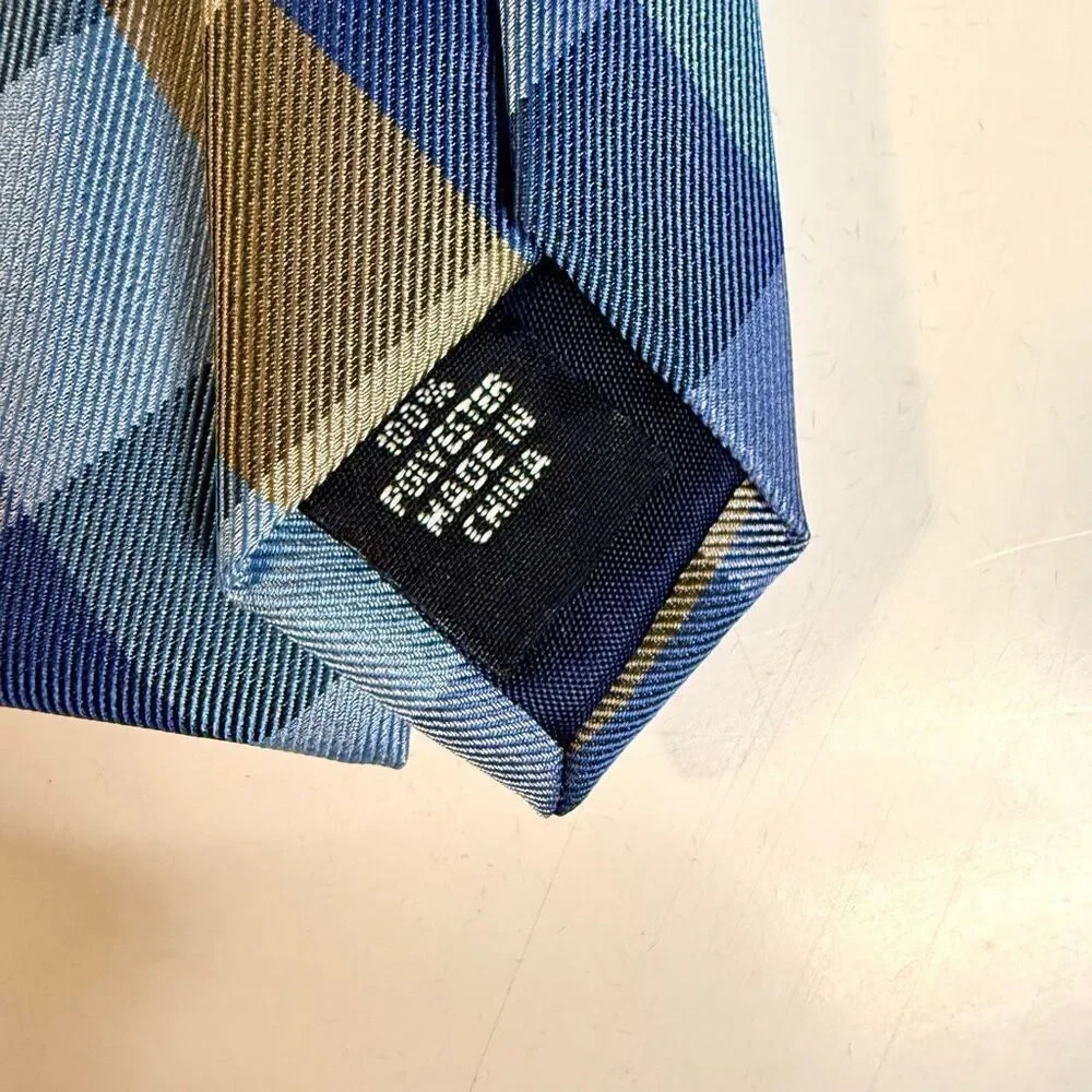 NWT Tommy Hilfiger tartan grid tie in taupe and blue